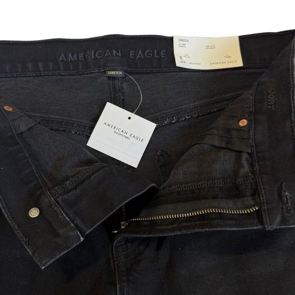 NWT American Eagle Size 8 JORT 15" Stretch Low-Rise Black - Picture 5 of 6